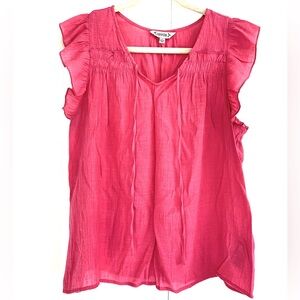 Nanette Lepore Tie-Neck Ruffle Shoulder Rayon Top
